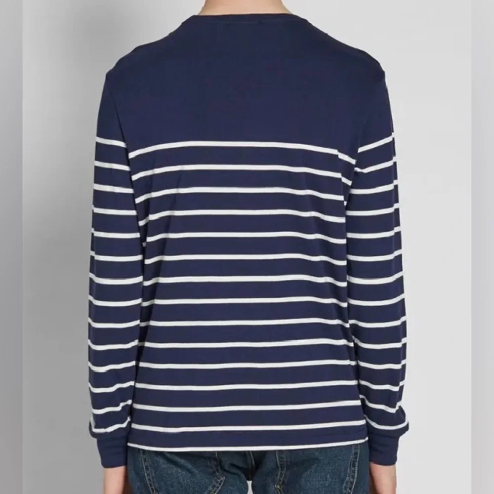 Polo Ralph Lauren Men’s XL French Navy/Nevis Pinstripe Long Sleeve Breton‎ Shirt